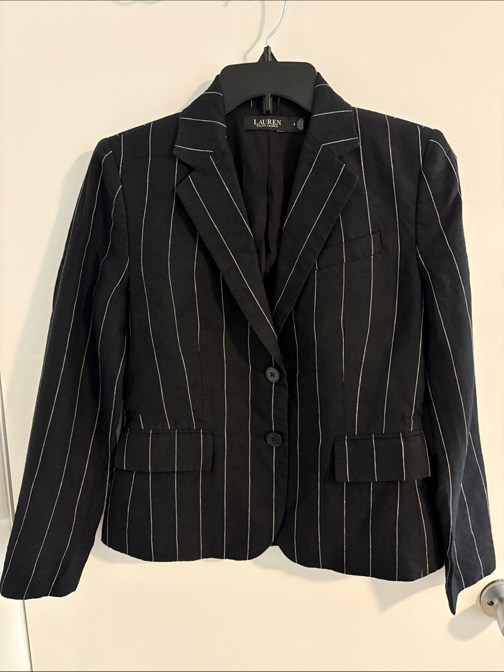 Lauren Ralph Lauren Black Label Black Pinstripe Tailored Women's Blazer